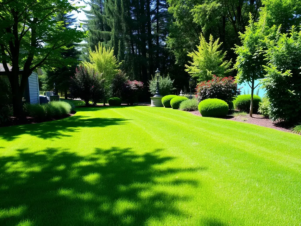 A perfectly laid turf lawn with vibrant green grass, showcasing the lush and even surface achieved by The Best Landscapers' turf laying service.